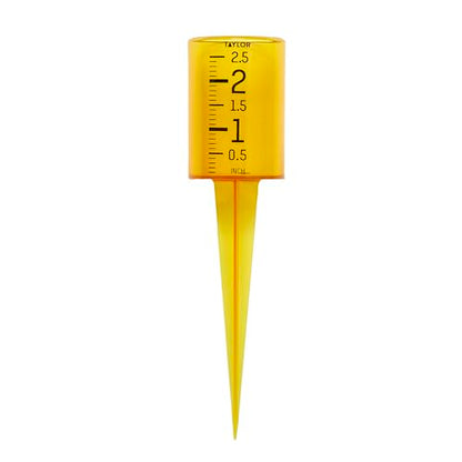 Taylor Jumbo JR Rain Gauge, Measure and Monitor Precipitation, Easy to Read for Backyard, Patio, Garden, and Lawn, 5-inch, Yellow
