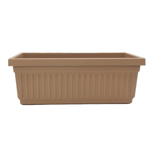 The HC Companies Venetian Window Planter Box w/Drain Plug - Long Planter Box for Windowsills, Balconies & More - Plastic Large Rectangular Planters for Herbs & Flowers (24" Sandstone, Pack of 1) - color: Sandstone, size: 24", style: Pack of 1