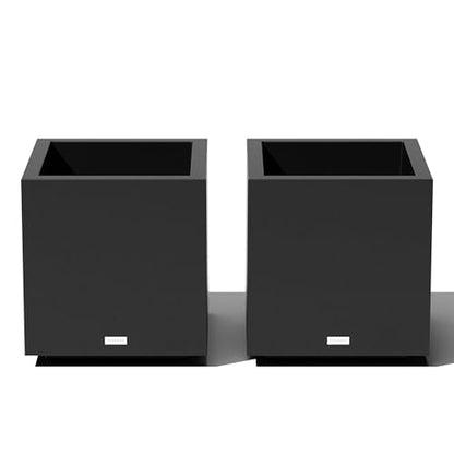 Veradek Block Series Cube Planter - Square Outdoor Planter - color: Black, size: Small - 2 Pack