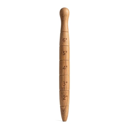 1 Pc Wooden Seed Dibber with Measurement, Handheld Ergonomic Round Handle Seed Planter Tool, Tapered Gauge for Gardening Bulb Planting