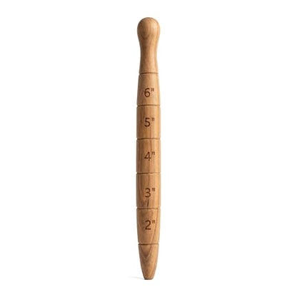 1 Pc Wooden Seed Dibber with Measurement, Handheld Ergonomic Round Handle Seed Planter Tool, Tapered Gauge for Gardening Bulb Planting