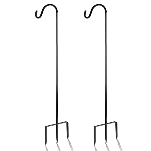 EXCMARK 2 Pack Shepherd Hook, Black, 48 Inch, Adjustable Height, 1/2" Thick - color: Black, size: 48 Inch