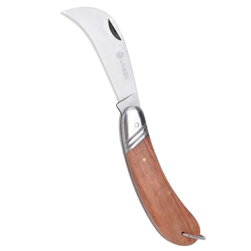 Linsen Outdoor Pruning & Grafting Knife, Stainless Steel Garden Budding Tool, Folding Pocket Multi-Cutting Knife for Weeding & Bushes