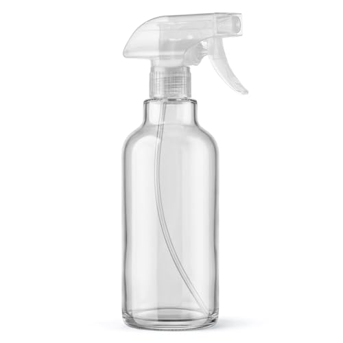 16.9oz Clear Glass Spray Bottles 2 Pack, Adjustable Mist Stream - color: Clear