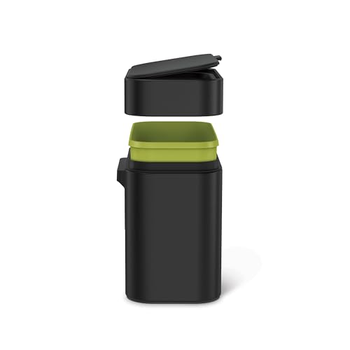simplehuman Compost Caddy, 4L / 1.1 Gallon Countertop Kitchen Compost Bin with Magnetic Dock for Trash Can, Soft-Seal Lid, Removable Inner Bucket, Matte Black Steel - color: Matte Black