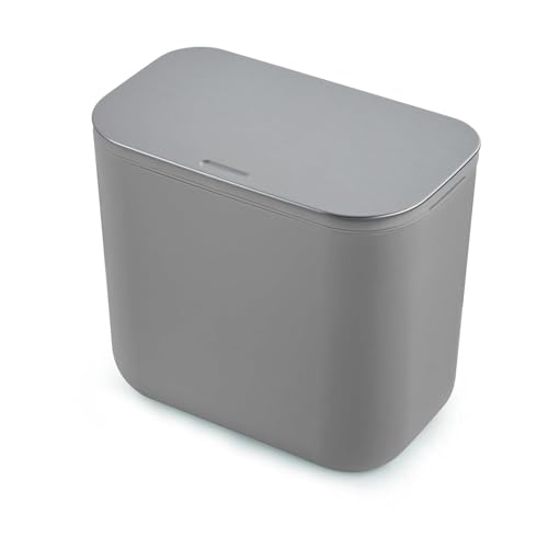 1.8 Gallon/7L Hanging Trash Can with Stainless Steel Lid, Mountable Compost Bin for Kitchen Cabinet Door, Under Sink Food Waste Container for RV, Bathroom, Office - color: 1.8 Gallons/Grey