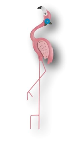 GERSON Beautiful Garden Plant Stake Picks Indoor or Outdoor (Flamingo w Blue Flower), CHG 501 - color: Flamingo w Blue Flower