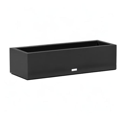 Veradek Block Series Trough Planter - Rectangular Outdoor Window Box - color: Black