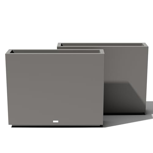 Veradek Block Series Span Planter - Tall Rectangular Outdoor Planter - color: Gray, size: Medium - 2 Pack