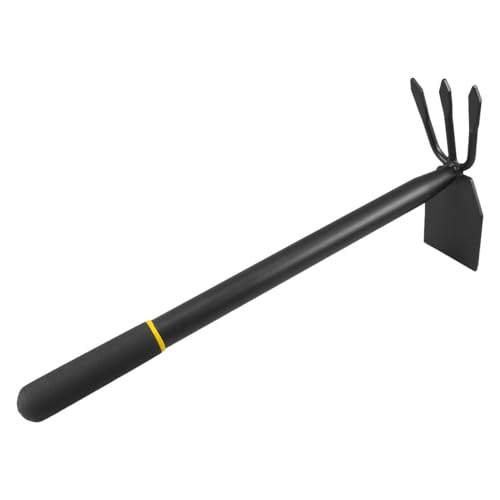 Yardwe 2-in-1 Manganese Steel Garden Hoe and Cultivator Hand Tool, Heavy Duty Weeding Hoe with 3-Tine Rake for Digging, Loosening Soil and Home Planting