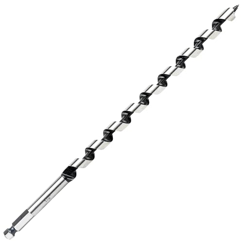 1/2 Inch x 12 Inch Auger Drill Bit for Wood,1/2 Inch Hex Shank - size: 1/2" x 12"