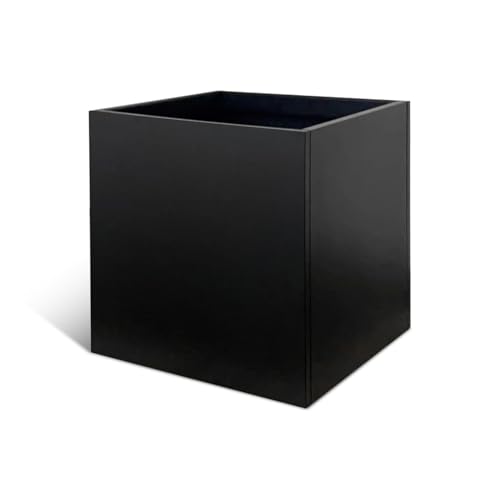 Galvanized Steel Planter Box 28 in Black Square Planters - color: Black, size: 28" L x 28" W x 28" H