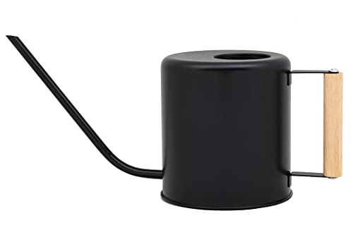 1.5 Liter Black Watering Can for Indoor Plants, House Plants, Flower Watering, Outdoor Plants - Small Metal Watering Can with Long Spout