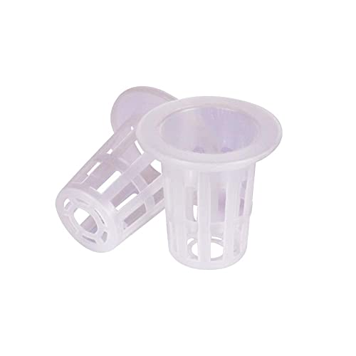 100 Pack 1.77" Garden Net Pots Cups, Slotted Mesh Pot Baskets, White - size: 1 inch（Round style）-100 Pack
