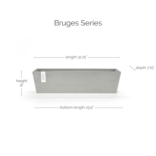 Ecopots Bruges Rectangular Flower Planter, White Grey, 31.5" - color: White Grey, size: 31.5"