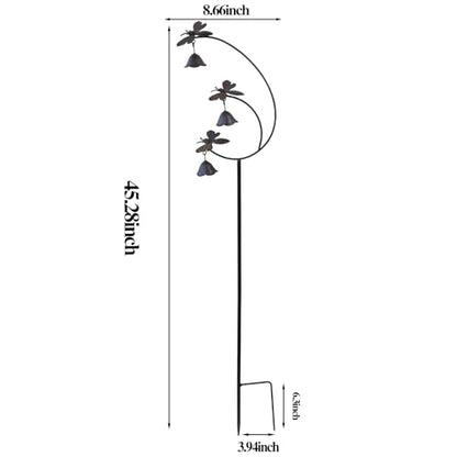 Metal Bees with Bells for Outside Garden Art,Decorative Garden Stakes