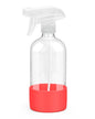 Glass Spray Bottles for Cleaning - 16 oz Spray Bottles with Silicone Sleeve - color: Red