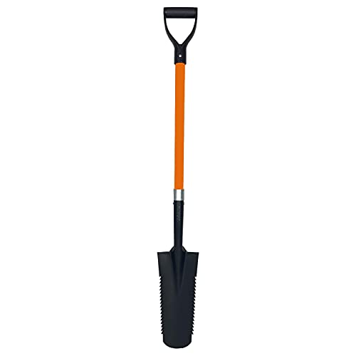 Ashman Drain Spade Teeth Shovel (1 Pack) - 48 Inches Long Handle Spade with D Handle Grip - Durable Handle with a Thick Metal Blade - Multipurpose Premium Quality Orange Shovel. - size: 1 Pack, style: Drain Spade Teeth
