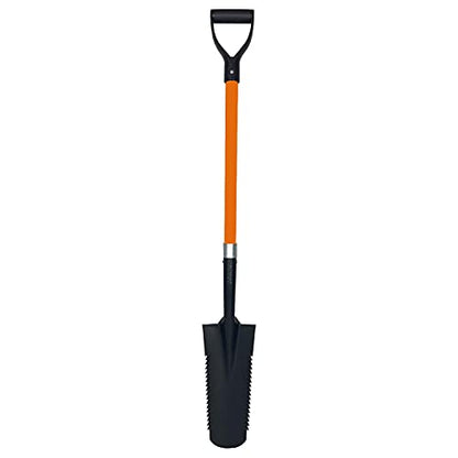 Ashman Drain Spade Teeth Shovel (1 Pack) - 48 Inches Long Handle Spade with D Handle Grip - Durable Handle with a Thick Metal Blade - Multipurpose Premium Quality Orange Shovel. - size: 1 Pack, style: Drain Spade Teeth