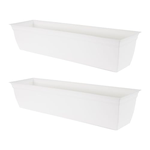 The HC Companies Eclipse 30 Inch Window Planter Box, White, 2-Pack