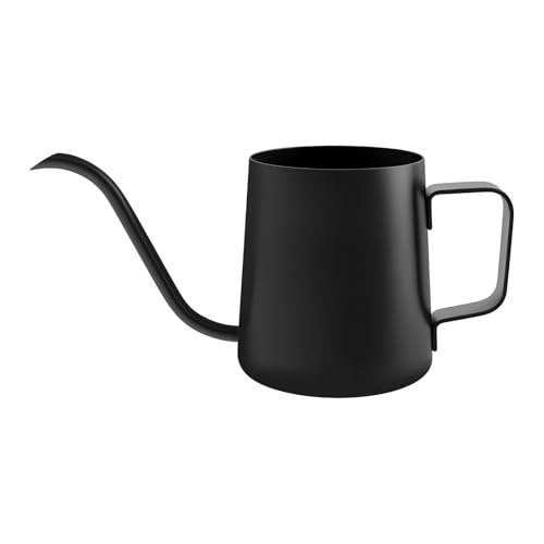 12oz/350ml Stainless Steel Plant Watering Pot,Small Watering Can for Indoor Plants,Mini Watering Can with Long Mouth & Ergonomic Handle for Indoor House Plants Flower Bonsai Outdoor Garden(Black) - color: Black