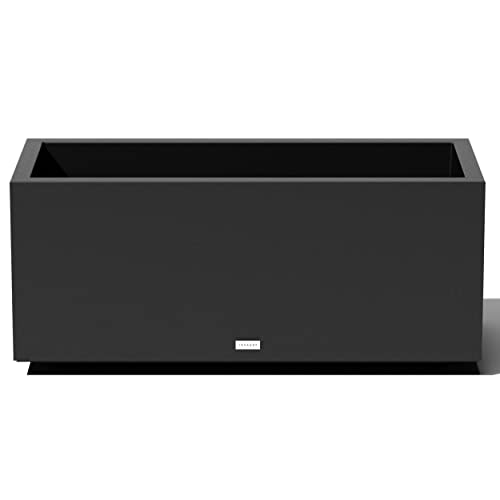 Veradek Block Series Long Box Planter - Rectangular Outdoor Planter - color: Black, size: Large