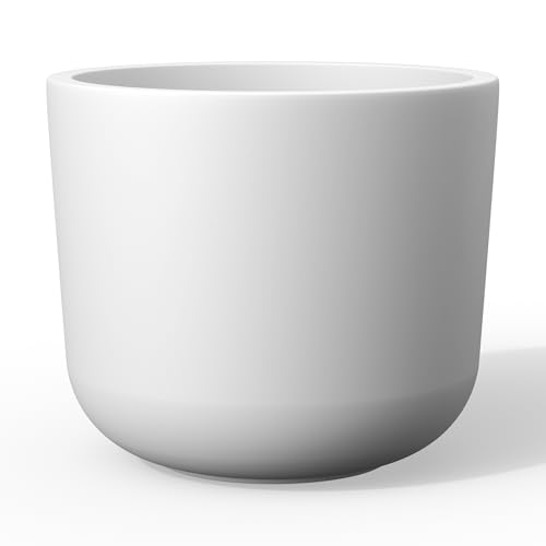 Kante White Concrete Planter 11" Dia All-Weather Round Accent Pot - color: White, size: 11.0"Dia (Single)