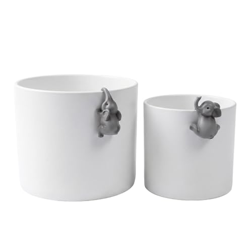 Nihow Plant Pots with Statues/Drainage for Indoor Plants, 5 & 7 Inch,White - color: White E2