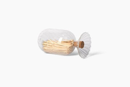 Premium Helix Glass Cloche - Matches In a Jar With Striker. - color: White Matches