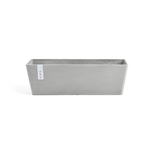 Ecopots Bruges Rectangular Flower Planter, White Grey, 17.75" - color: White Grey, size: 17.75"