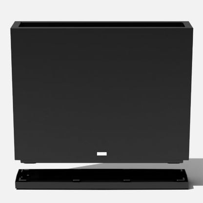 Veradek Block Series Span Planter & Drip Tray - Rectangular Outdoor Planter - color: Black, size: Medium - with saucer