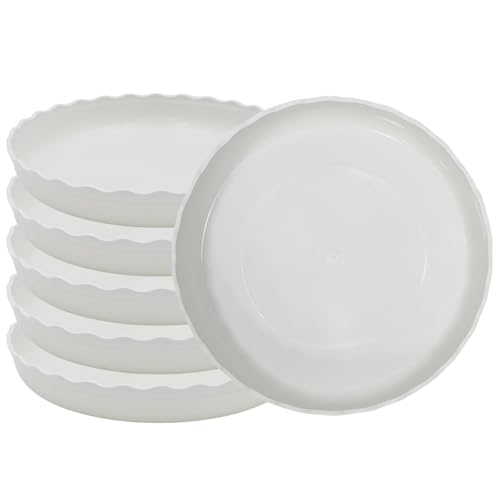 6 Pack Wave Plant Saucer 4 inch, White Plastic Tray for Pots - color: White, size: 4"