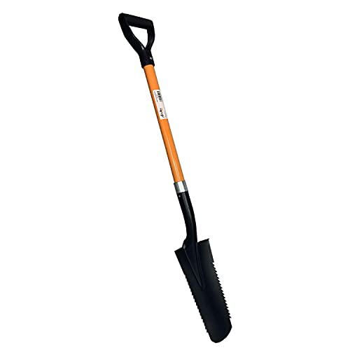 Ashman Drain Spade Teeth Shovel (1 Pack) - 48 Inches Long Handle Spade with D Handle Grip - Durable Handle with a Thick Metal Blade - Multipurpose Premium Quality Orange Shovel. - size: 1 Pack, style: Drain Spade Teeth