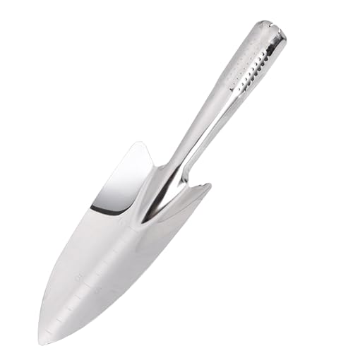 Stainless Steel Hand Trowel, Rustproof Heavy Duty Measuring Garden Shovel - color: Narrow Graduated Spatula