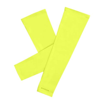 MISSION Cooling Sun Sleeves - Lightweight, Stretch Fabric - Cools Up to 2 Hours - UPF 50 Sun Protection - Machine Washable - color: Safety Yellow