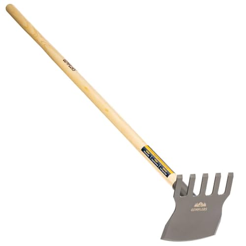 Gemplers Steel Rake Hoe with Wood Handle, 5 Wide Tines, Multi-Purpose Tool for Gardening, Planting, and Fire Prevention, Commercial Grade