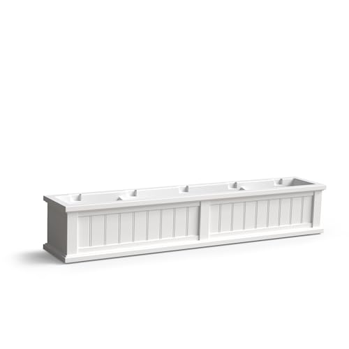 Mayne Cape Cod 60in Self-Watering Rectangular Window Box Planter, White - color: White