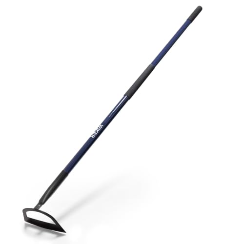 WIEKR Sharp Garden Hoe – Heavy Duty Weeding Hoe with Long Fiberglass Handle – Pre-Sharpened Blade for Easy Weeding – Large Hoe for Gardening, Farm, Field