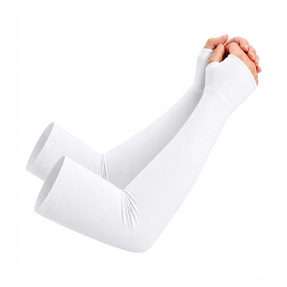 netdraw Unisex Bamboo Viscose Arm Sleeves with Thumb Hole - color: Off-white, size: Small-Medium
