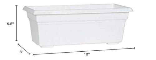 Root & Vessel 16192, White, Countryside Flower Box Planter, 18-Inch - color: White, size: 18 Inch