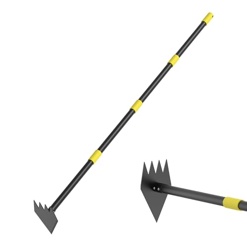 Heavy Duty Garden Hoe, 60" Adjustable Length Long Handle Hoe Garden Tool Weeding Tool for Grass Removal, Lawn Care, Soil Loosening & Cultivating