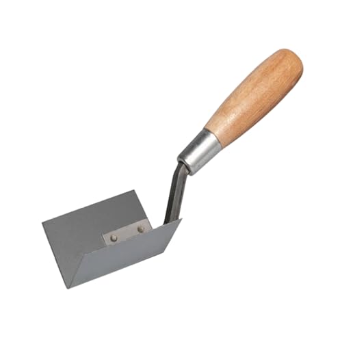 Bon Inside Corner Trowel 2" x 2" with 3" Stainless Steel Blade and Wood Handle – for Finishing Corners Around Windows, Doors, and Decorative Grooves - size: 2 x 2"