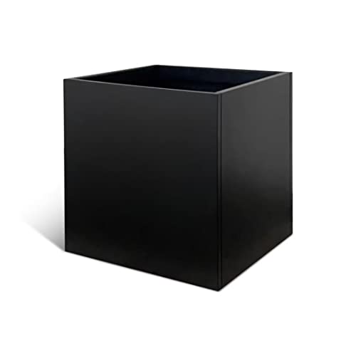 Galvanized Steel Planter Box 24” H, Black, Square, Metal, Powder Coating - color: Black, size: 24" L x 24" W x 24" H