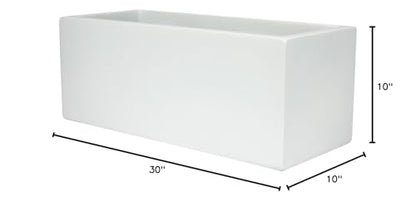 Brisbane Rectangle Fiberglass Planter Box (L:30" x W:10" x H:10", Matte White) - color: Matte White, size: L:30" x W:10" x H:10"