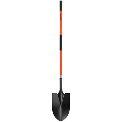56 Inch Heavy Duty Round Point Digging Shovel with Orange Fiberglass Handle