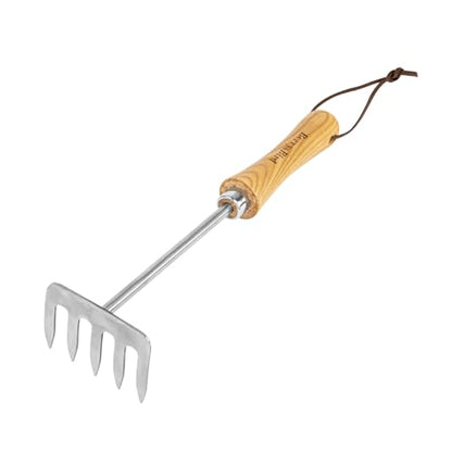 Hand Rake for Gardening, 5 Tines Hand Tiller Hand Cultivator