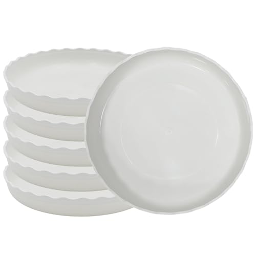 6 Pack Wave Plant Saucer 5 inch, White Plastic Tray for Pots - color: White, size: 5"