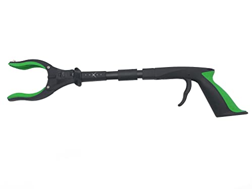 Grabber Tool 19" Aluminum Magnetic Claw with LED Light, Lightweight Foldable Reacher Grabber Pickup Tool, Gripper Grabbers for Elderly Grab it Reaching Tool Trash Picker Grabber, Green, By Luxet
