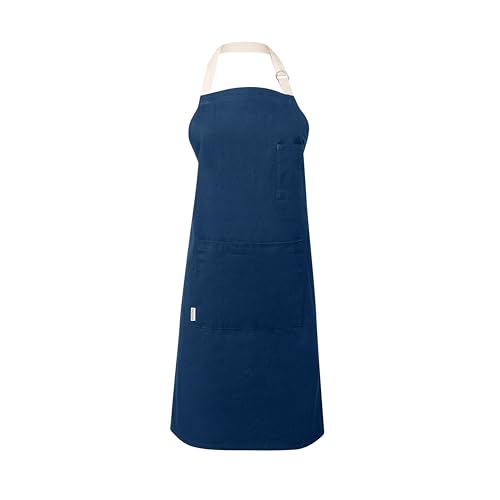 Cotton Canvas Apron for Women & Men – Adjustable Neck Strap & Waist Ties with Pockets - color: Blue