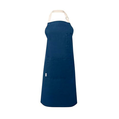 Cotton Canvas Apron for Women & Men – Adjustable Neck Strap & Waist Ties with Pockets - color: Blue